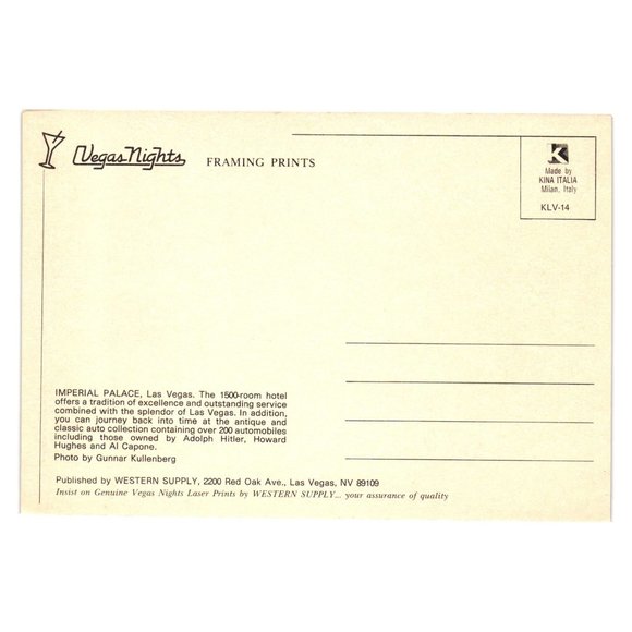 Vintage Postcard Imperial Palace Legends Marquee Casino Gambling Shows Hotel Vec - Picture 2 of 2